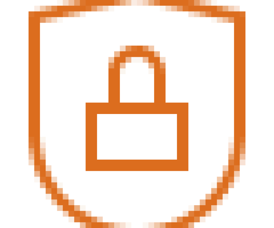 Icon depicting a locked padlock inside a shield