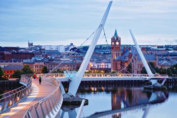 Image of the city of Derry featuring the Derry Peace Bridge